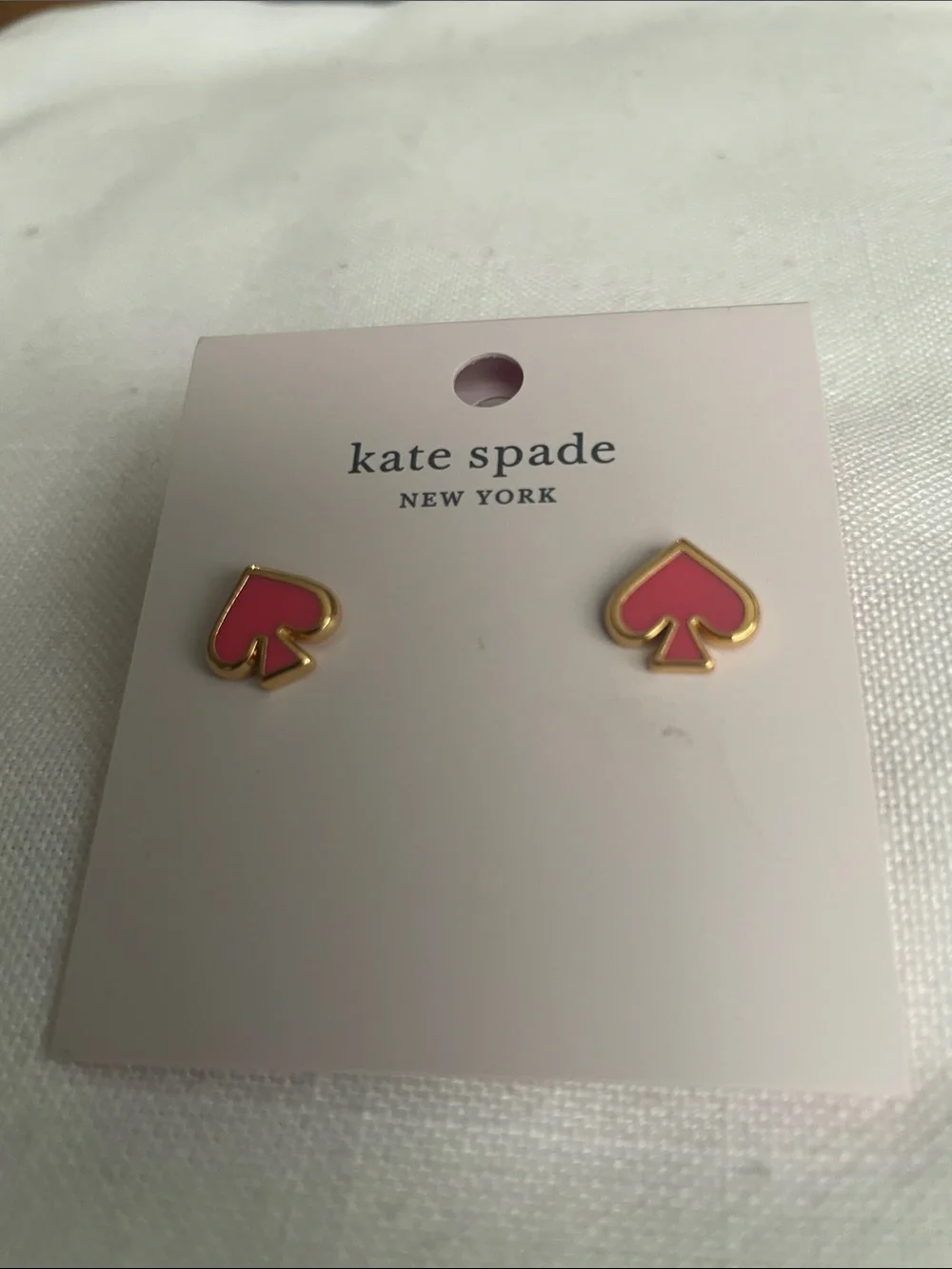 kate spade Pink Spade Icon Stud Earrings with Gold Trim NWT